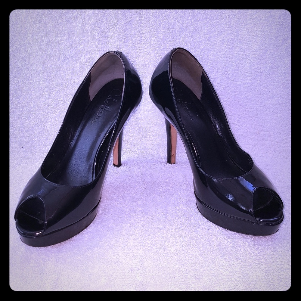 Patent Leather Peeptoe Pumps